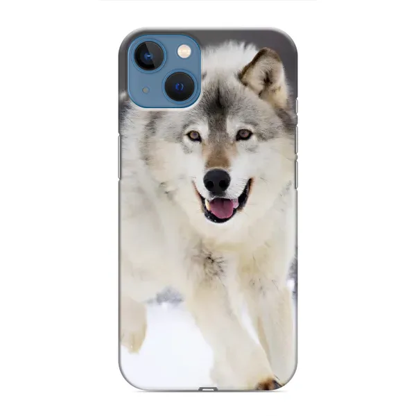 Чехол с рисунком «Волк на снегу» для iPhone 13
