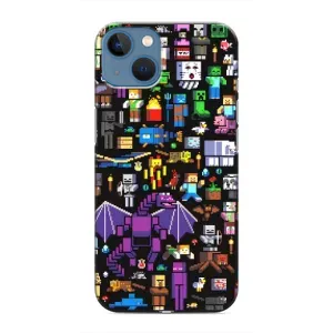 Чехол майнкрафт для iPhone 13 (Все персонажи)