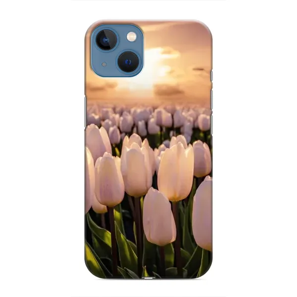 Чехол с рисунком «Закат с цветами» для iPhone 13