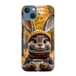 Печатный чехол «Зверята с кофе» для iPhone 13 (Зайчик с кофе)