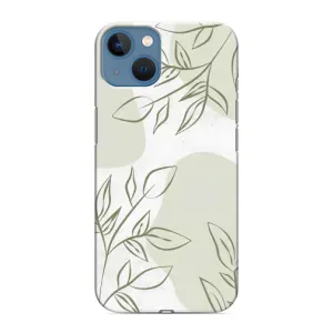 Чехол цветочный дизайн для iPhone 13 (Зелёный дизайн)