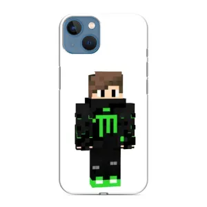 Чехлы для iPhone 13 (Персонажи Майн Крафт) (Зеленый мальчик)