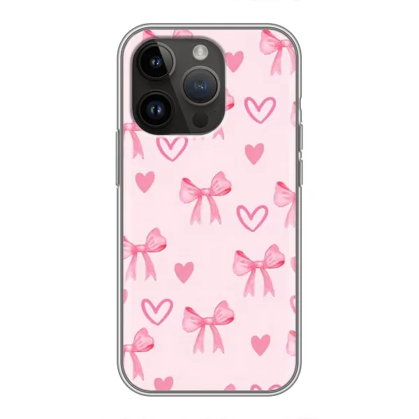Чехол с рисунком «Бантики и сердечки» для iPhone 14 Pro Max Чехол с рисунком «Бантики и сердечки» для iPhone 14 Pro Max