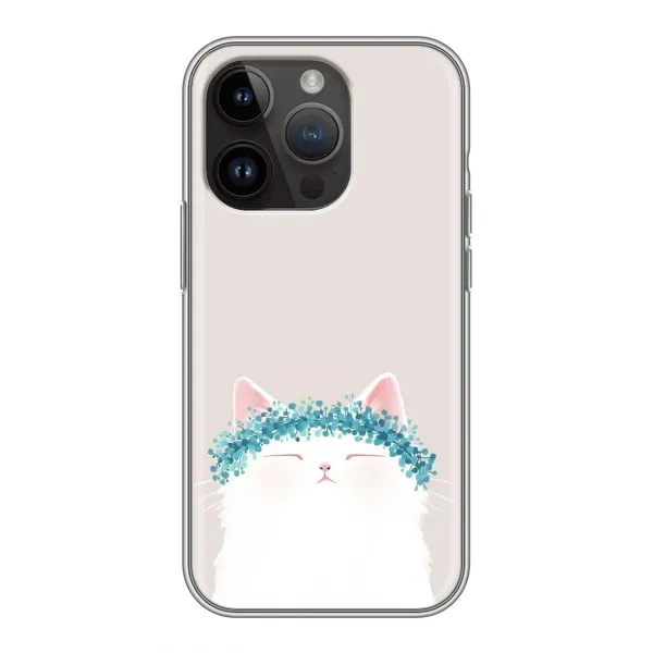 Чехол с рисунком «Белый котик» для iPhone 14 Pro Max Чехол с рисунком «Белый котик» для iPhone 14 Pro Max