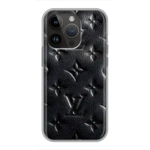 Текстурный Чехол Louis Vuitton для Айфон 14 Про Макс (Черный ЛВ)