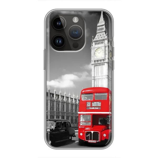 Чехол с рисунком «Красный автобус» для iPhone 14 Pro Max