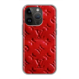 Текстурный Чехол Louis Vuitton для Айфон 14 Про Макс (Красный ЛВ)