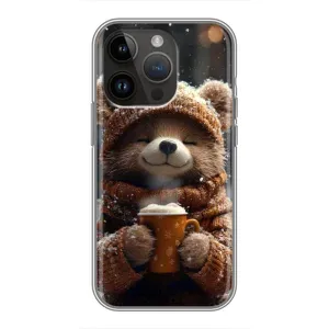 Печатный чехол «Зверята с кофе» для iPhone 14 Pro Max (Медвежонок с кофе)