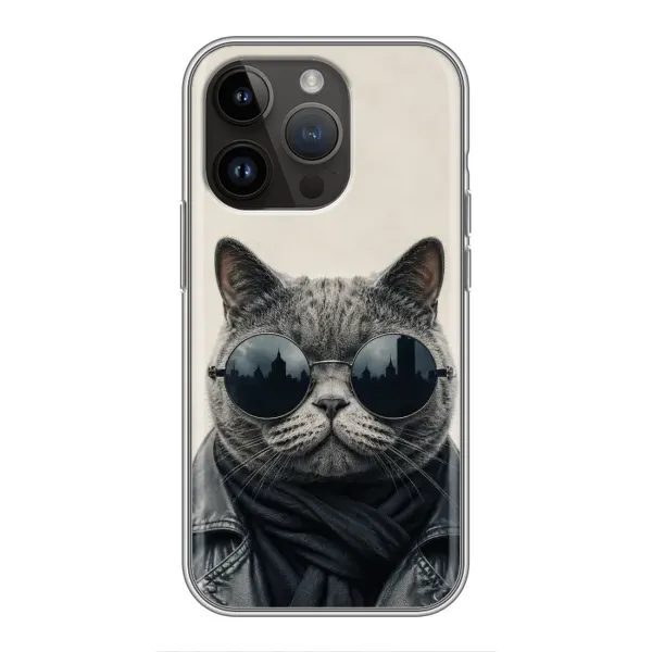 Чехол с рисунком «Модный кот» для iPhone 14 Pro Max Чехол с рисунком «Модный кот» для iPhone 14 Pro Max