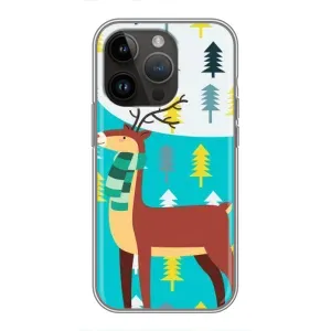 Силиконовый бампер с картинкой животных для iPhone 14 Pro Max (Олень с шарфом)