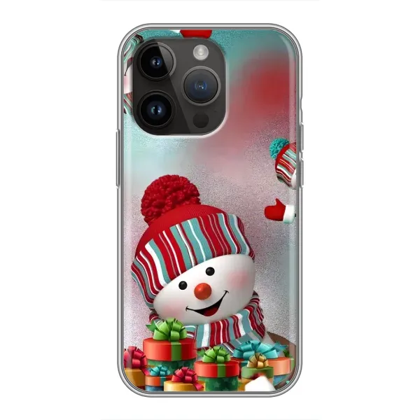 Чехол с рисунком «Снеговик в шапке» для iPhone 14 Pro Max