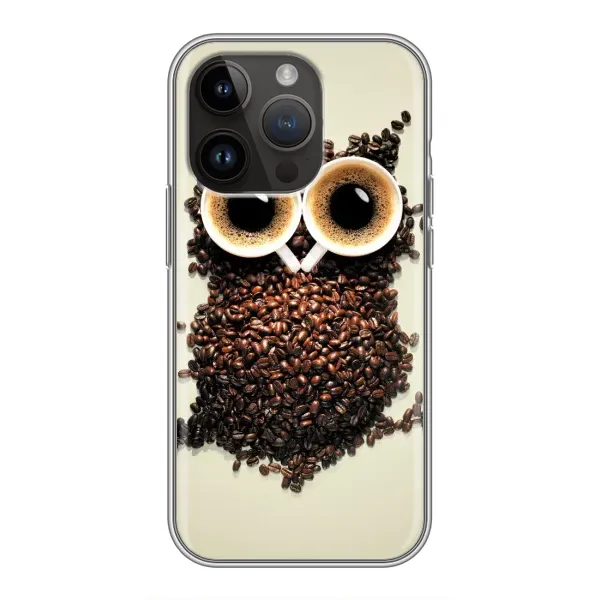 Чехол с рисунком «Сова с зерен кофе» для iPhone 14 Pro Max Чехол с рисунком «Сова с зерен кофе» для iPhone 14 Pro Max