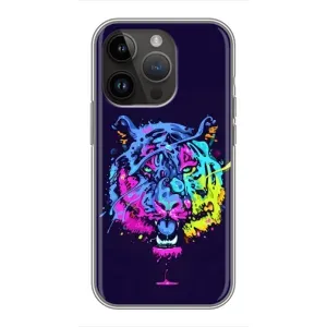 Силиконовый бампер с картинкой животных для iPhone 14 Pro Max (Тигр-Арт)