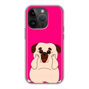 Чехол (ТПУ) Милые собачки для iPhone 14 Pro Max (Веселый Мопсик)