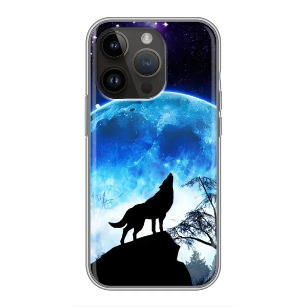 Чехол с рисунком «Воет на луну» для iPhone 14 Pro Max Чехол с рисунком «Воет на луну» для iPhone 14 Pro Max