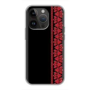 Силиконовый Чехол на iPhone 14 Pro Max с картинкой Вышиванки (Вышиванка на черном)