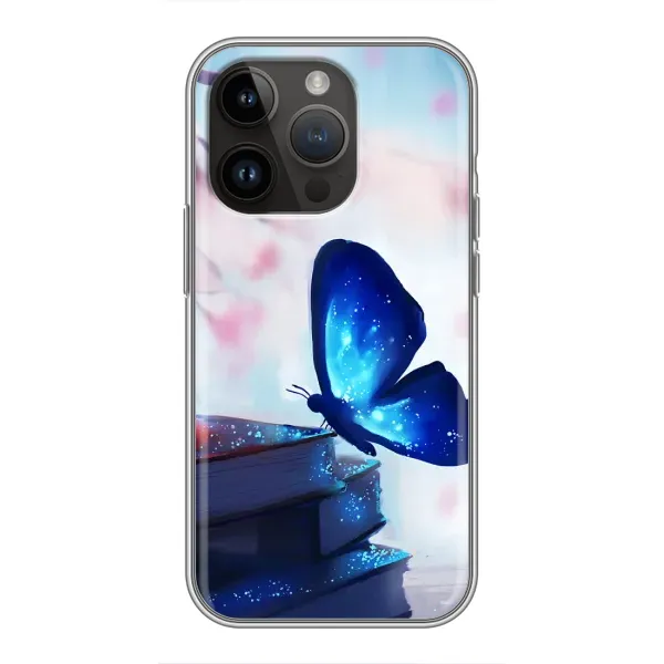 Чехол с рисунком «Бабочка синяя» для iPhone 14 Pro