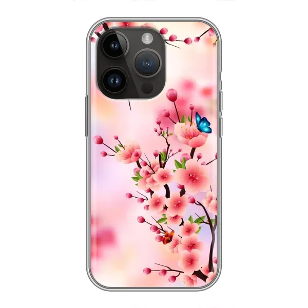 Чехол с рисунком «Бабочки на сакуре» для iPhone 14 Pro Чехол с рисунком «Бабочки на сакуре» для iPhone 14 Pro