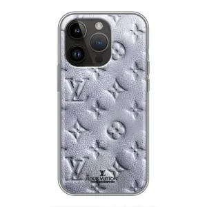 Текстурний Чохол Louis Vuitton для Айфон 14 Про (Білий ЛВ)