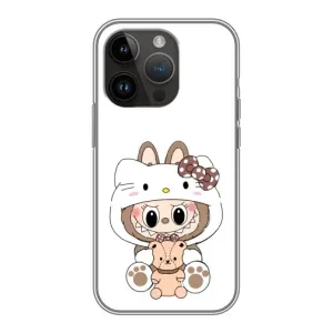 Чехол с принтом Лабубу для iPhone 14 Pro (Белый Лабубу)