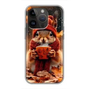 Печатный чехол «Зверята с кофе» для iPhone 14 Pro (Белка с кофе)