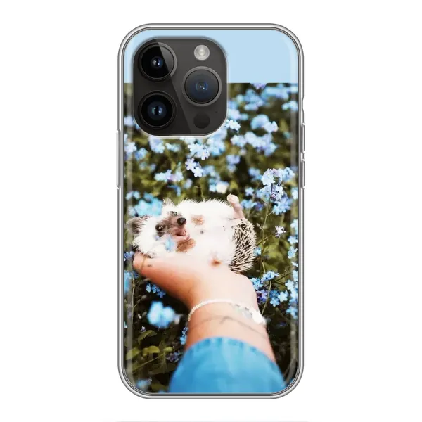 Чехол с рисунком «Ежик на руках» для iPhone 14 Pro