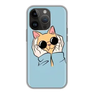 Бампер з зображенням Котиків для Айфон 14 Про (КОТИК в окулярах)