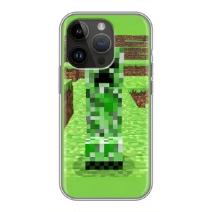 Чехлы для iPhone 14 Pro (Персонажи Майн Крафт) (Крипер 2)