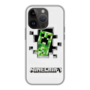 Чехлы для iPhone 14 Pro (Персонажи Майн Крафт) (Крипер)