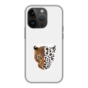 Чехол с леопардовым принтом на iPhone 14 Pro (Леопард на белом)