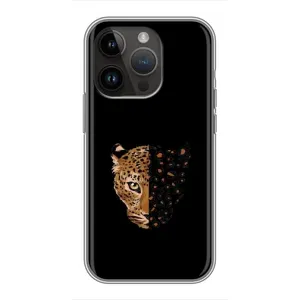 Чехол с леопардовым принтом на iPhone 14 Pro (Леопард на черном)
