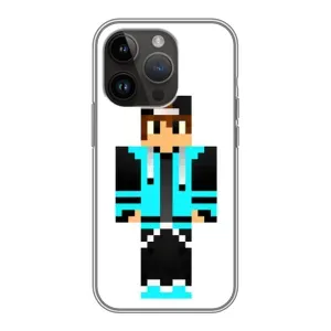 Чехлы для iPhone 14 Pro (Персонажи Майн Крафт) (Мальчик в голубом)