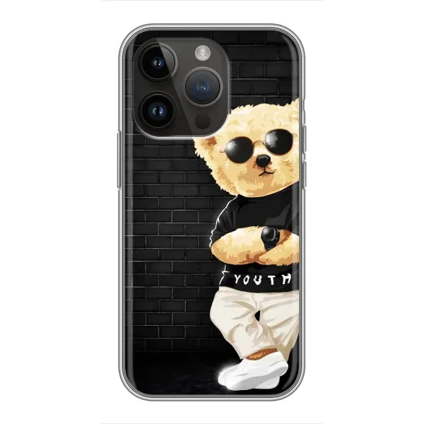 Чехол с рисунком «Мишка в очках» для iPhone 14 Pro