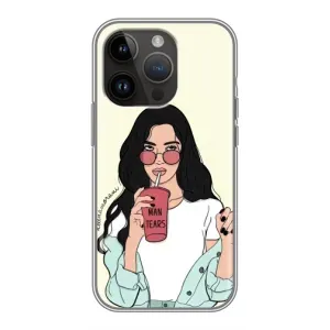 Силіконовый Чохол на iPhone 14 Pro з картинкой Модных девушек (З напоєм)