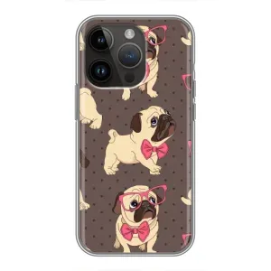 Чехол (ТПУ) Милые собачки для iPhone 14 Pro (Собачки Мопсики)