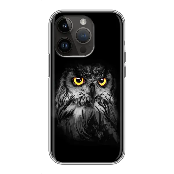 Чехол с рисунком «Сова на чёрном» для iPhone 14 Pro Чехол с рисунком «Сова на чёрном» для iPhone 14 Pro