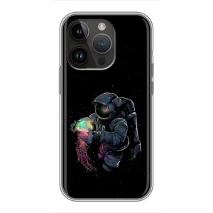 Силіконовый Чохол з принтом "Космонавти" на iPhone 14 Pro (В руках земля)
