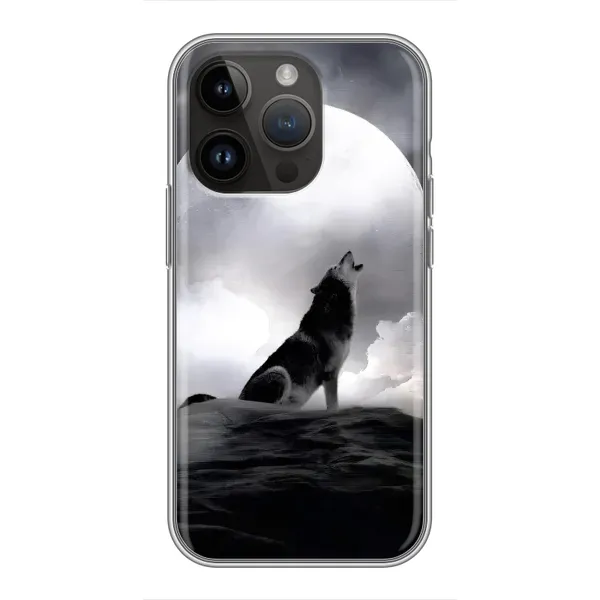 Чехол с рисунком «Волк и луна» для iPhone 14 Pro Чехол с рисунком «Волк и луна» для iPhone 14 Pro