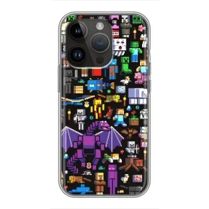 Чехол майнкрафт для iPhone 14 Pro (Все персонажи)