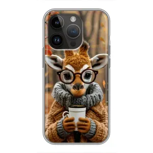 Печатный чехол «Зверята с кофе» для iPhone 14 Pro (Жираф с кофе)