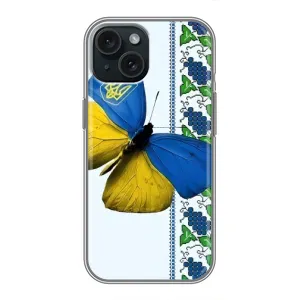 Чехол с Украинской символикой на Айфон 14 (Бабочка)