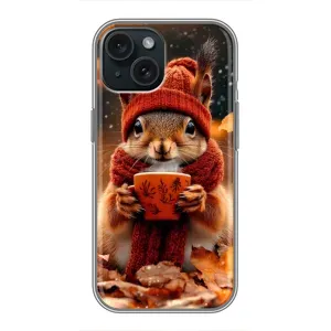 Друкований чохол 'Звірята з кавою' для iPhone 14 (Білка з кавою)
