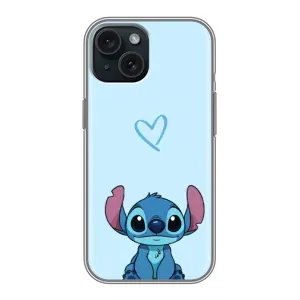 Чехол с рисунком Стич для iPhone 14 (Голубой Стич)
