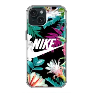 Силиконовый Чехол на iPhone 14 с картинкой Nike (Цветочный Nike)