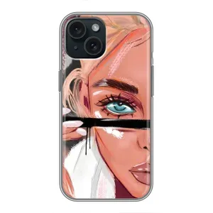 Силиконовый Чехол на iPhone 14 с картинкой Стильных Девушек (Девушка и ресницы)