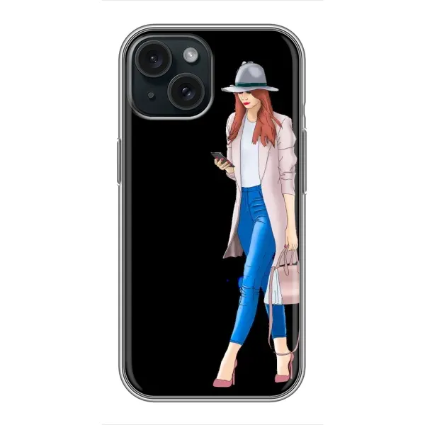 Чехол с рисунком «Девушка со смартфоном» для iPhone 14