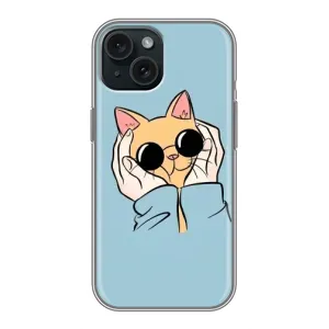 Бампер з зображенням Котиків для Айфон 14 (КОТИК в окулярах)