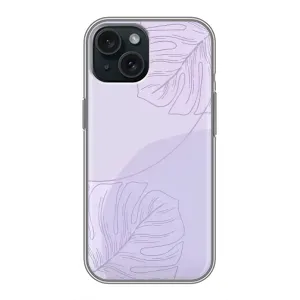 Чохол квітковий дизайн для iPhone 14 (Монстера фіолетова)