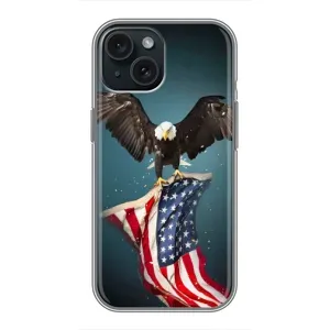 Чехол Флаг USA для iPhone 14 (Орел и флаг)