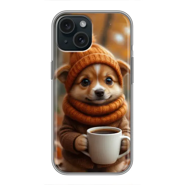 Чехол с рисунком «Собачка с кофе» для iPhone 14 Чехол с рисунком «Собачка с кофе» для iPhone 14